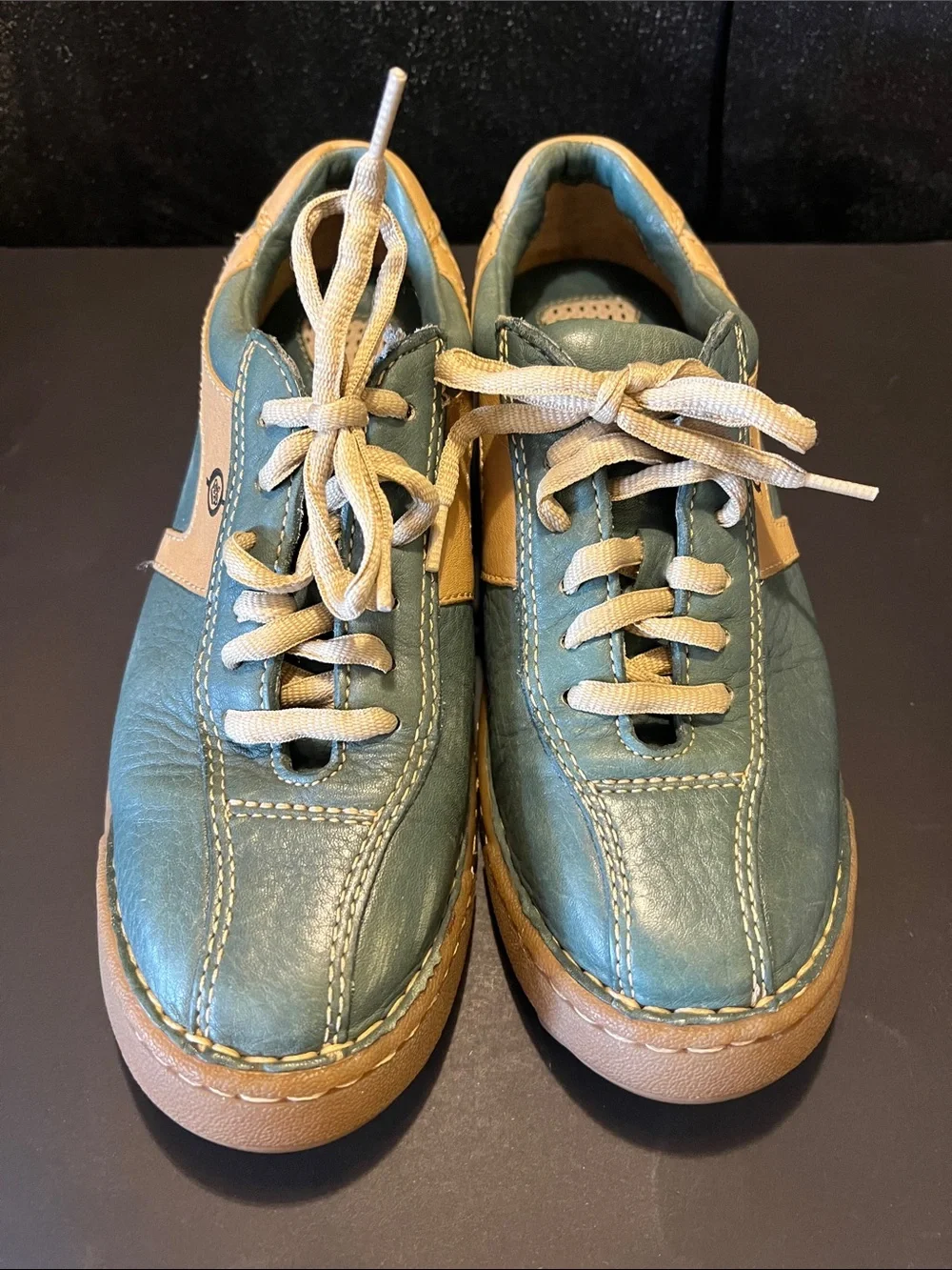 Born Leather Sneakers in Teal and Tan size 7.5
